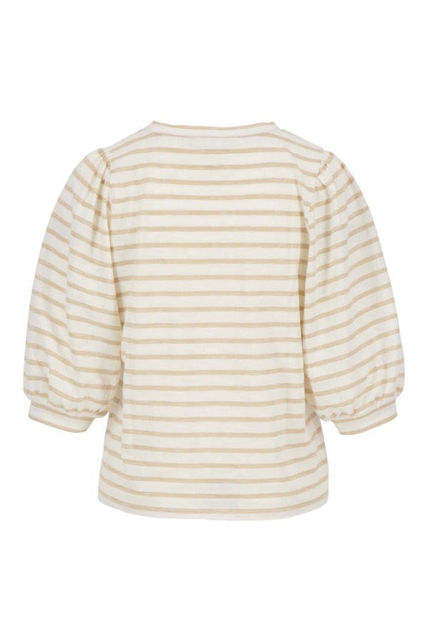 Zusss Pofmouw Top Gestreept Jersey Off White / Ecru