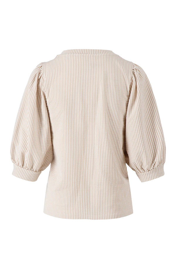 Zusss Pofmouw Top Gestreept Off White / Ecru