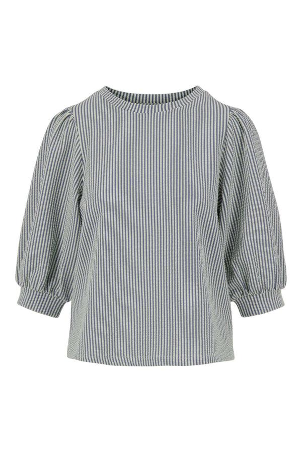 Zusss Pofmouw Top Gestreept Wit / Donkerblauw