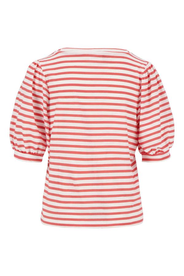 Zusss Pofmouw Top Met Streep Fel Roze / Wit