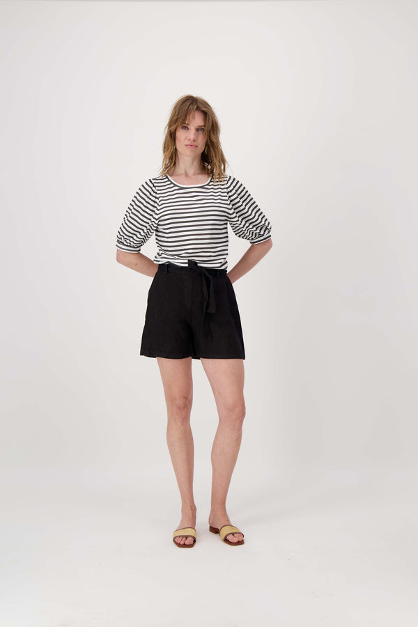 Zusss Pofmouw Top Met Streep Off White / Zwart