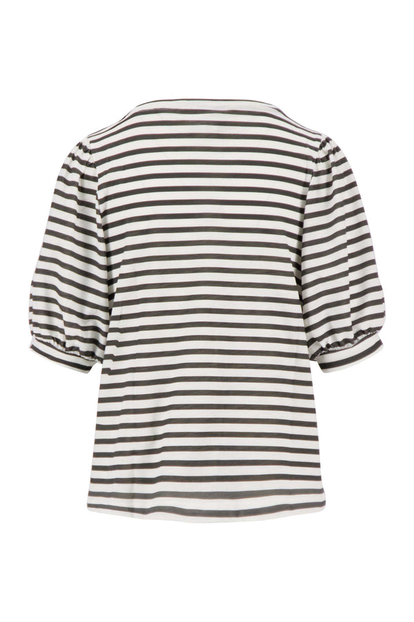 Zusss Pofmouw Top Met Streep Off White / Zwart