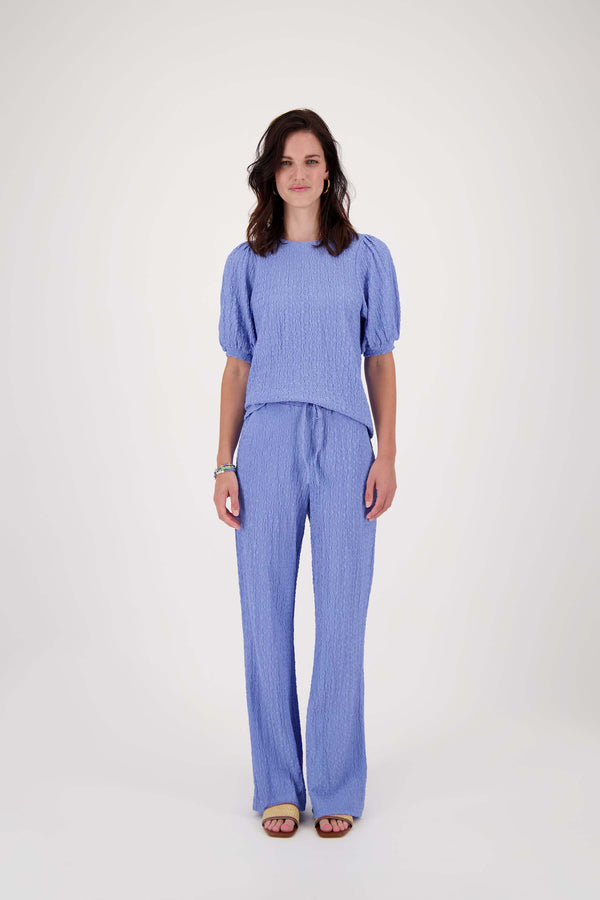 Zusss Pofmouw Top Van Crinkle Stof Lavenderblauw