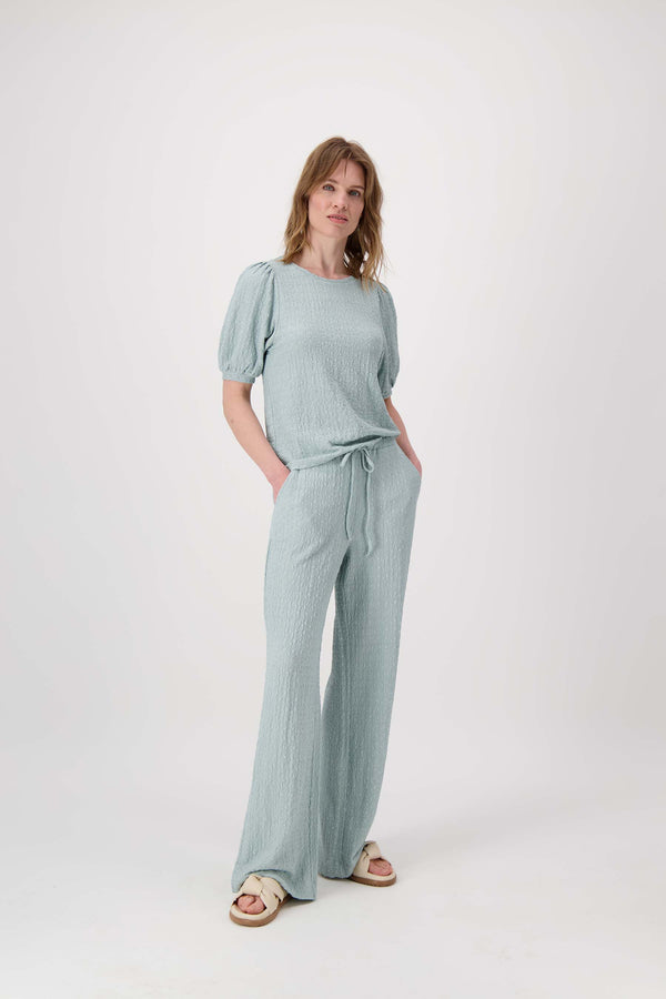 Zusss Pofmouw Top Van Crinkle Stof Vergrijsd Blauw