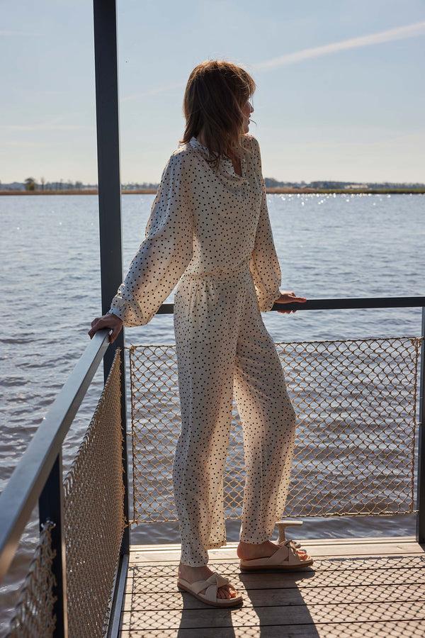 zusss polkadot blouse off white / zwart