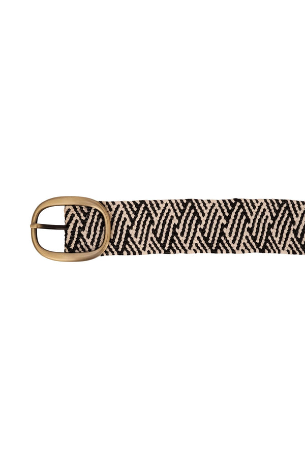 zusss raffia riem met patroon off white / zwart