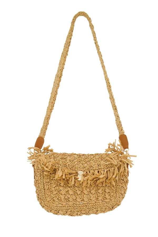 Zusss Raffia Schoudertas Met Fringe Sahara
