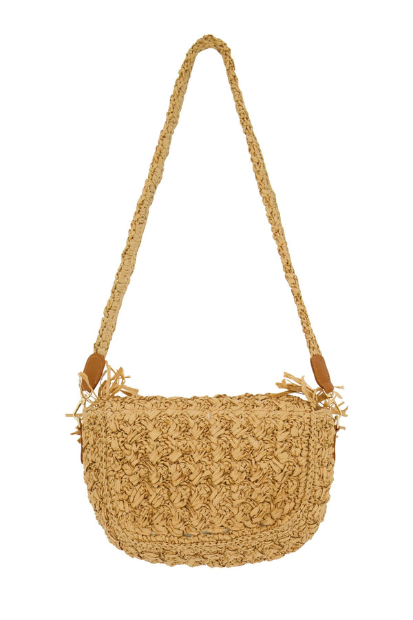 Zusss Raffia Schoudertas Met Fringe Sahara