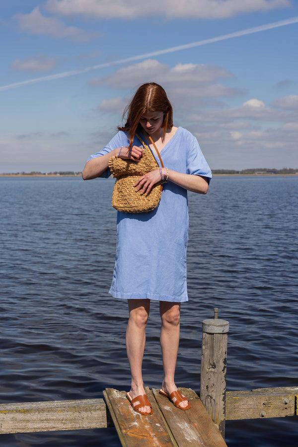 zusss raffia schoudertas met fringe sahara