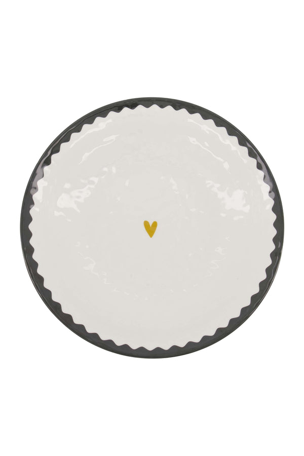 zusss schaal melamine hartje L wit / zwart / oker