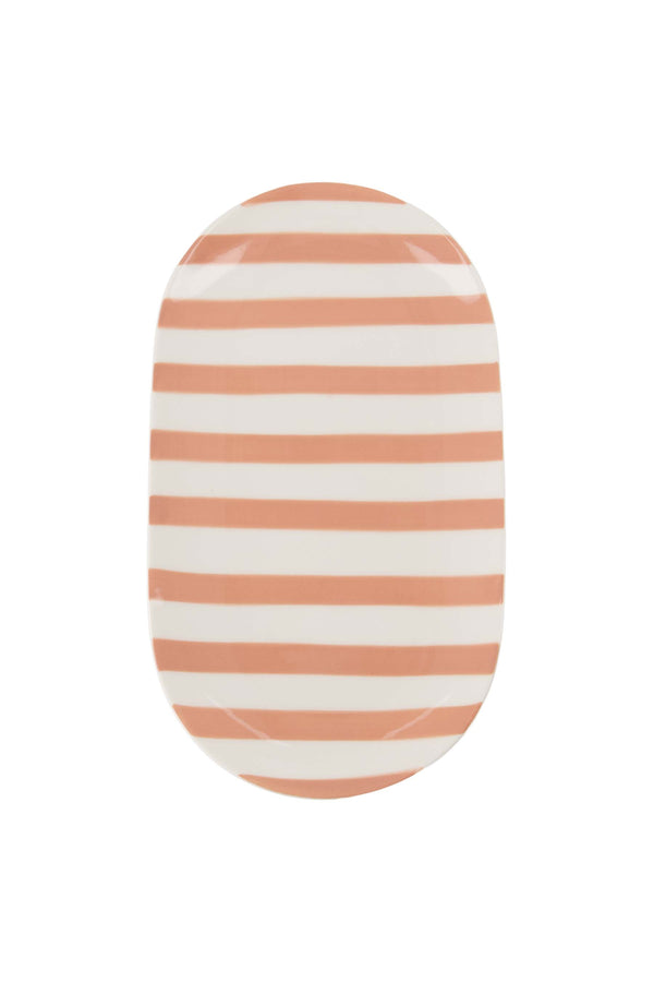 zusss serveerschaal streep 20x11 5cm wit / roze