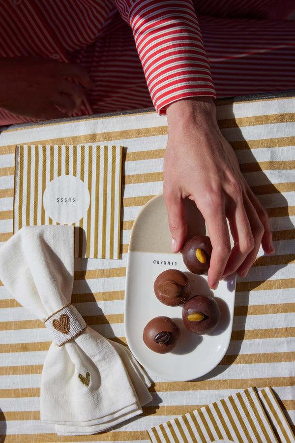 Zusss Servetring Hartje Wit / Goud