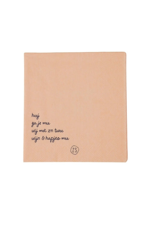 zusss servetten 12 5x12 5cm zalm / blauw