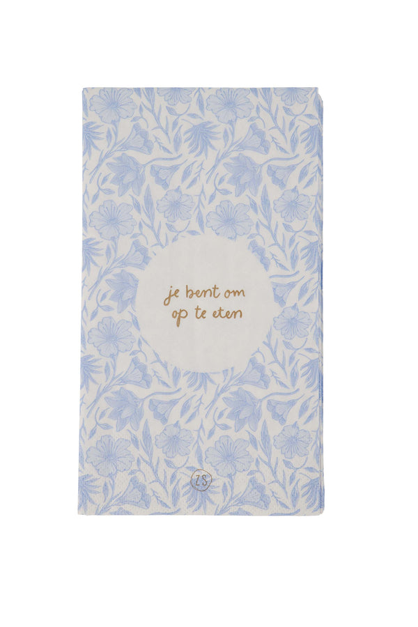 zusss servetten bloemen 11x20cm wit / blauw
