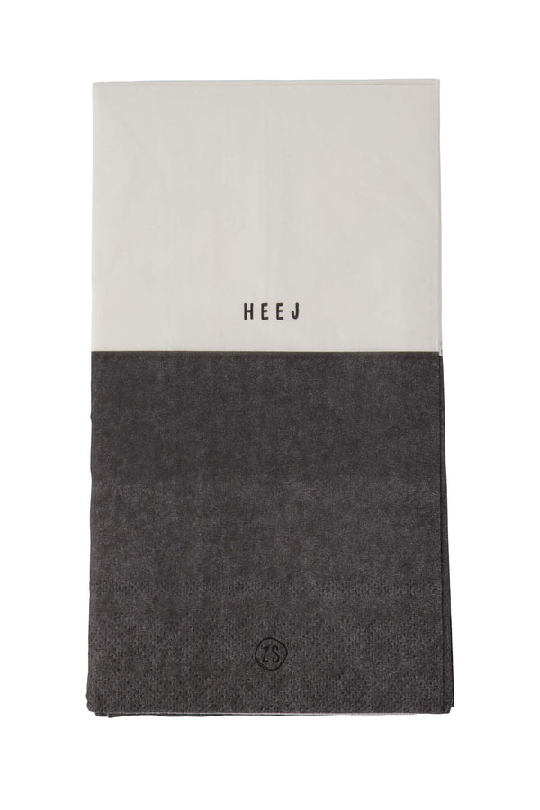 Zusss Servetten Heej 11x20cm Wit / Antracietgrijs
