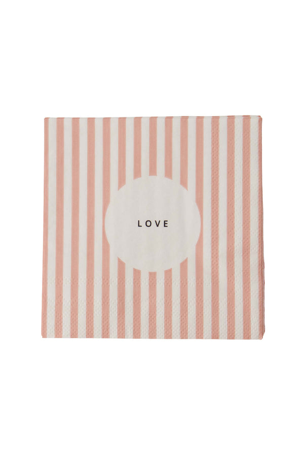 zusss servetten love streep 12 5x12 5cm wit / roze