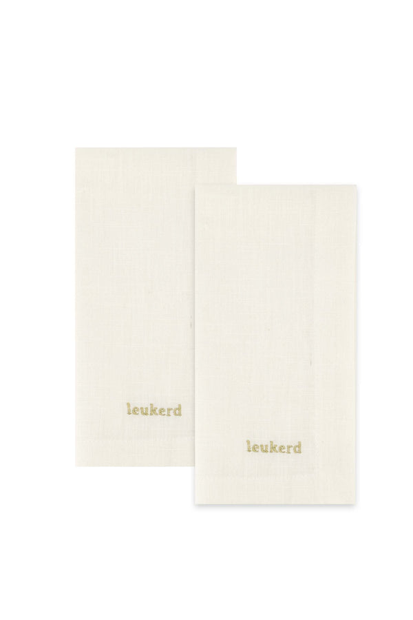 zusss set van 2 servetten wit / goud