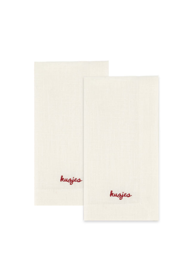 zusss set van 2 servetten wit / rood