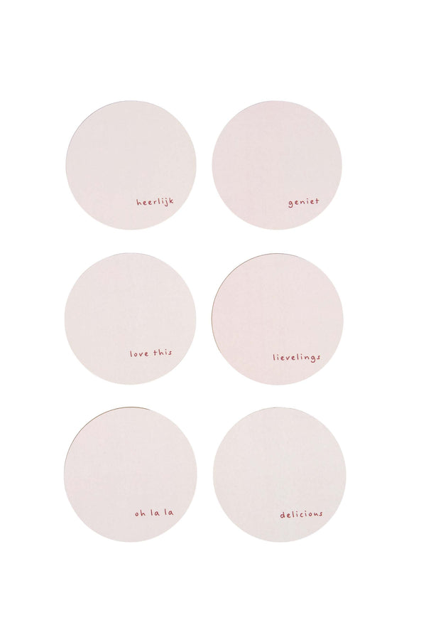 Zusss Set Van 6 Onderzetters Met Tekst Rood