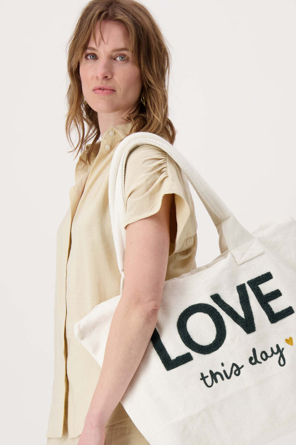 Zusss Shopper Love This Day Ecru / Antracietgrijs