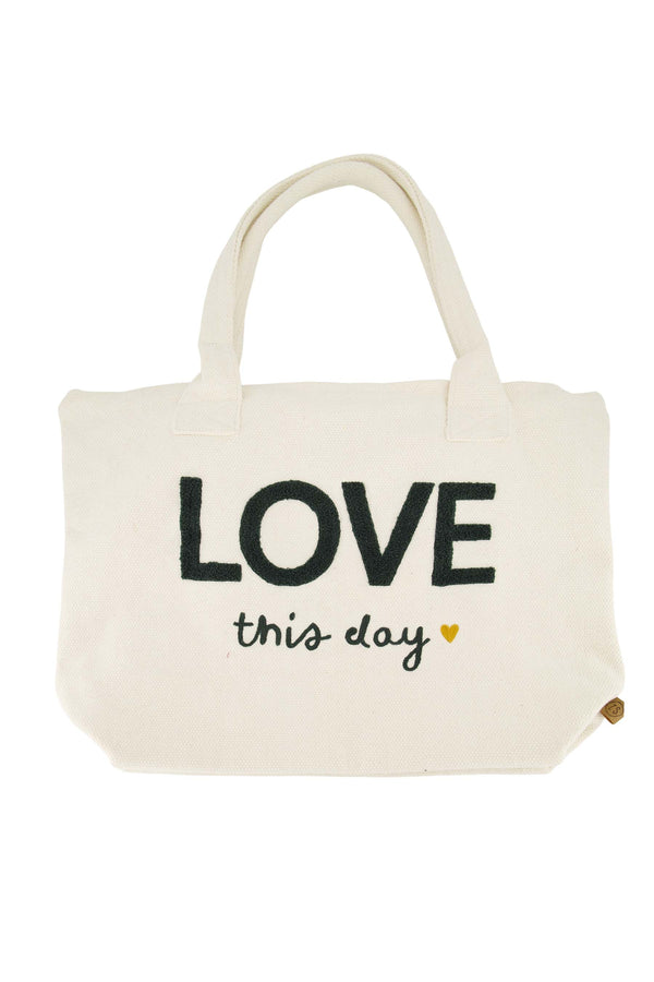 Zusss Shopper Love This Day Ecru / Antracietgrijs