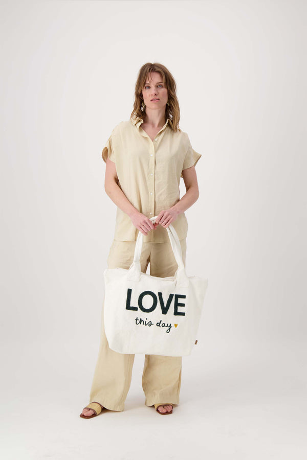 zusss shopper love this day ecru / antracietgrijs