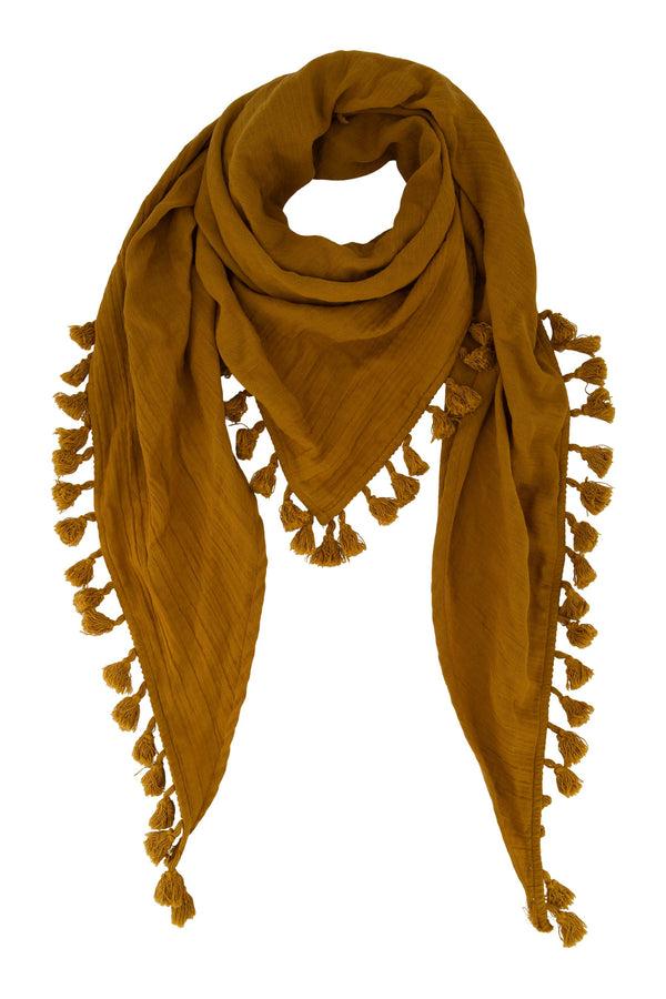 zusss sjaal in crincle katoen met kwastjes camel