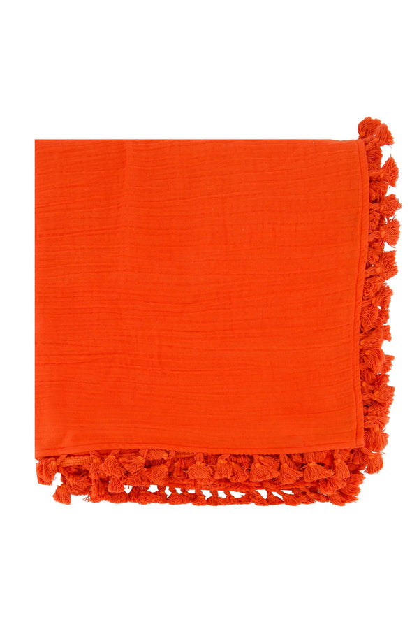 Zusss Sjaal In Crincle Katoen Met Kwastjes Rood