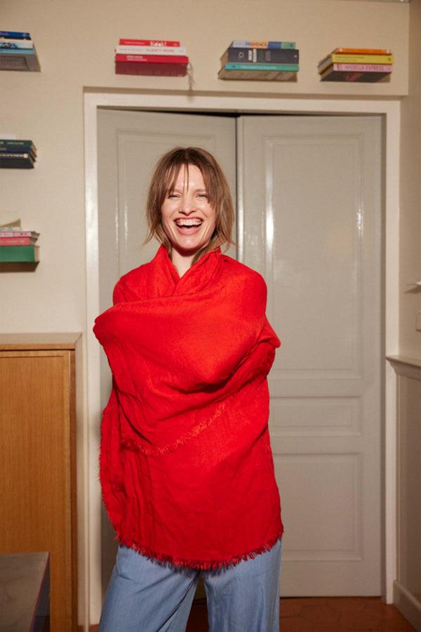 zusss sjaal in zachte garen oranjerood