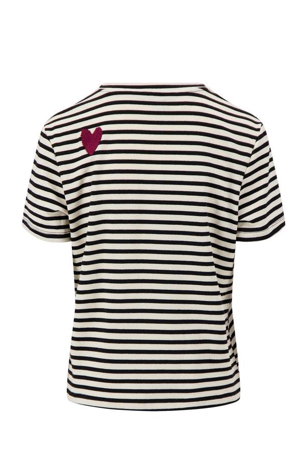 Zusss Streep T-shirt Met Borduur Navy / Off White