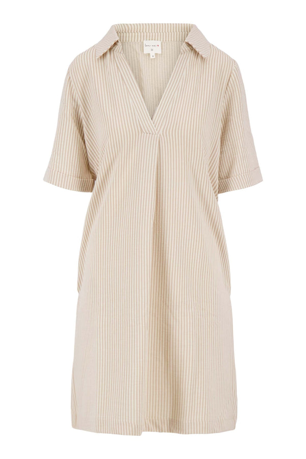 Zusss Streep Tuniek Van Structuur Stof Sahara / Wit