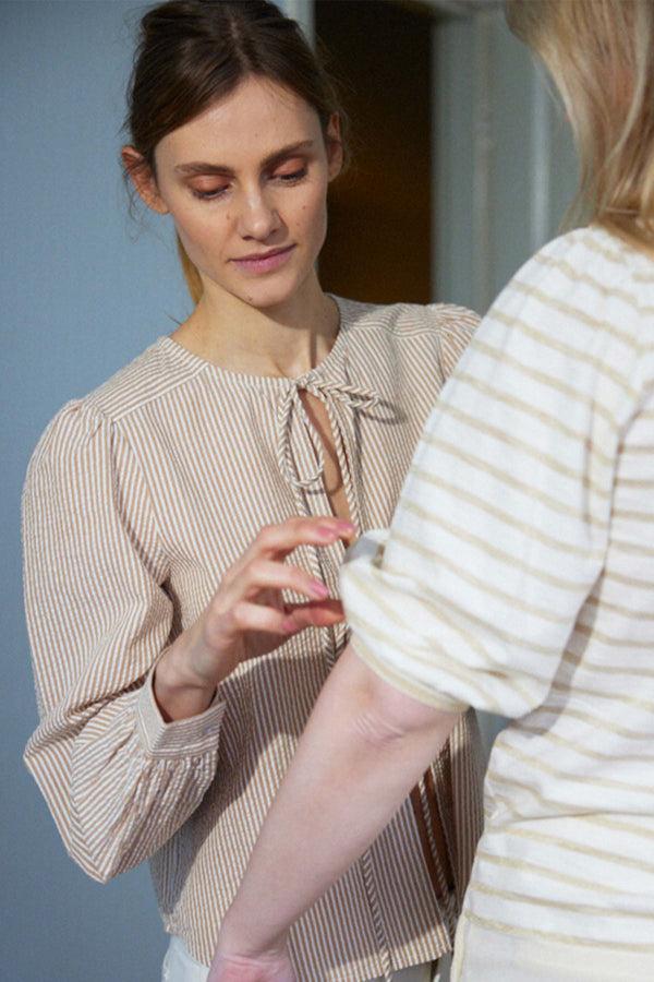 zusss strik blousejasje gestreept off white / ecru