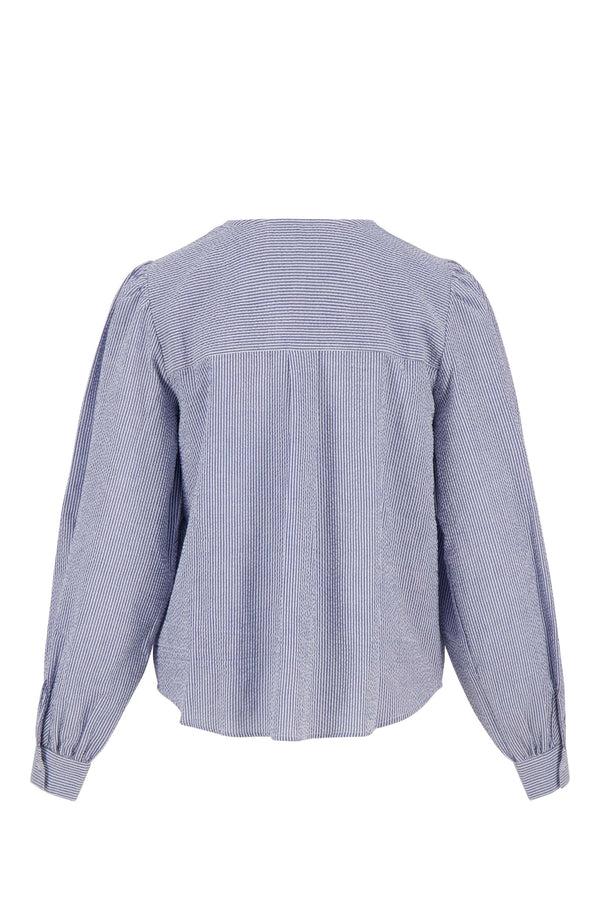 Zusss Strik Blousejasje Gestreept Wit / Donkerblauw