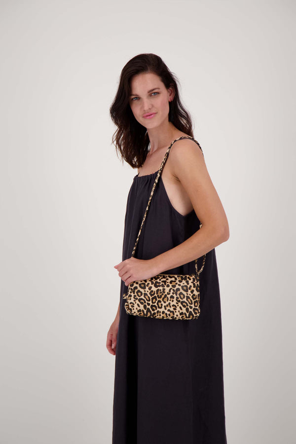 Zusss Suedine Schoudertas Panterprint Sahara / Zwart