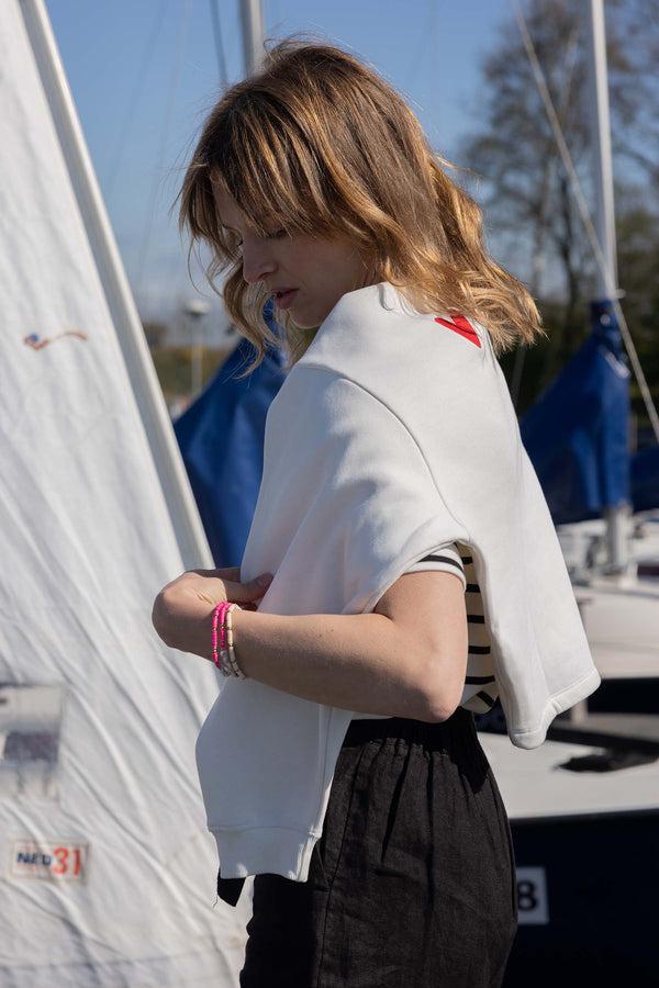 Zusss Sweater Met Borduur Hart Wit