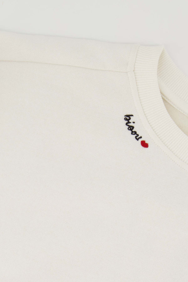 Zusss Sweater Met Borduur Hart Wit