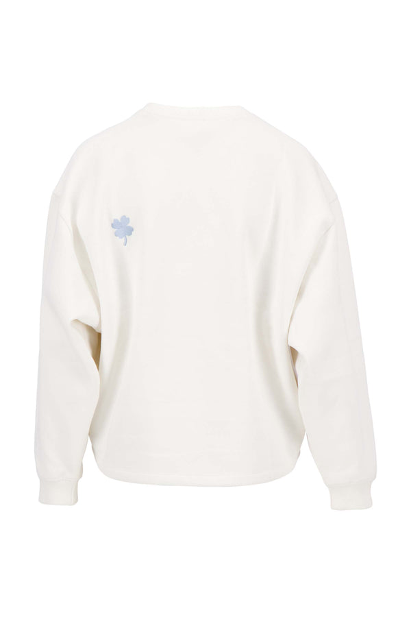 Zusss Sweater Met Borduur Klaver Wit