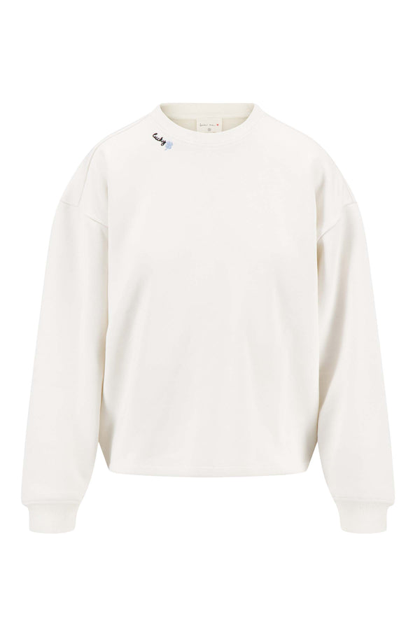 zusss sweater met borduur klaver wit