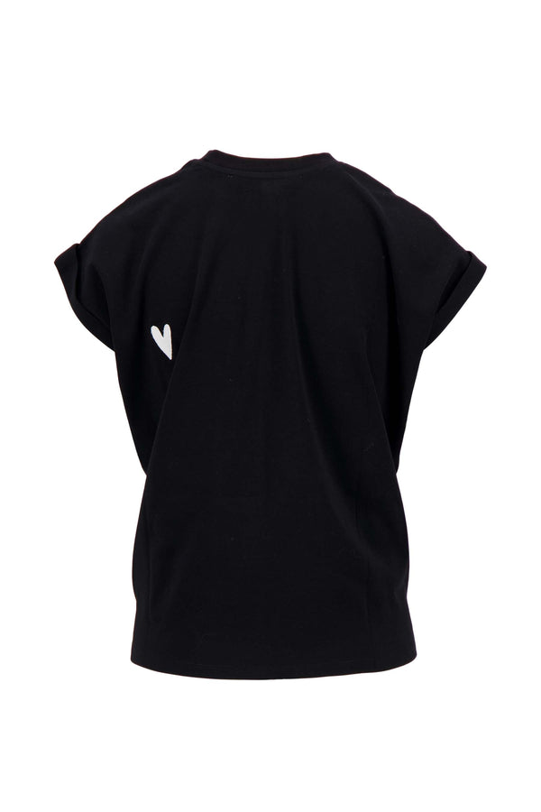 zusss t-shirt met opgerolde mouw met bisou zwart