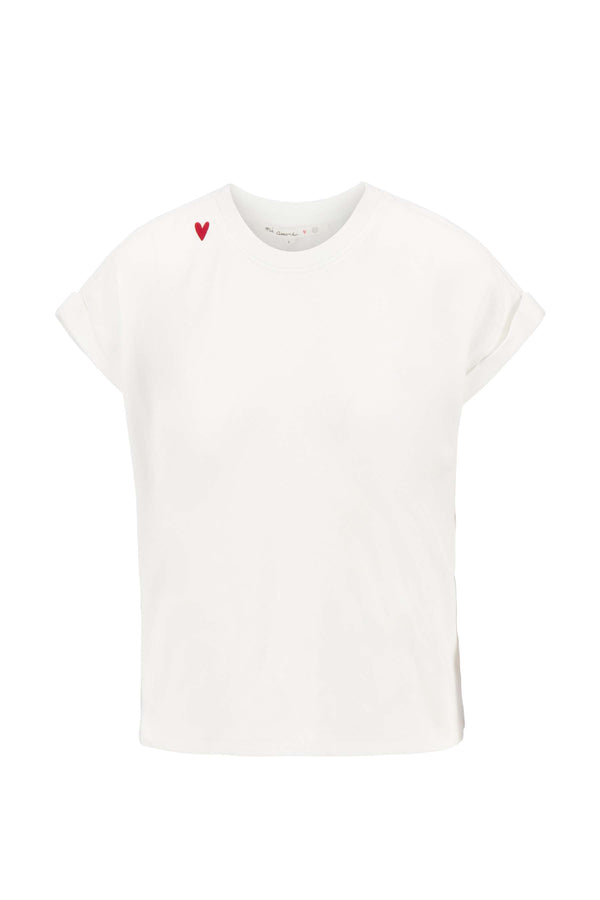 Zusss T-shirt Met Opgerolde Mouw Met Love Wit