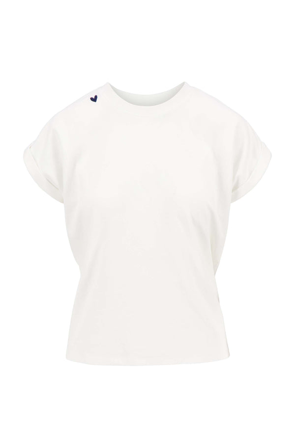 Zusss T-shirt Met Opgerolde Mouw Met Tekst Wit