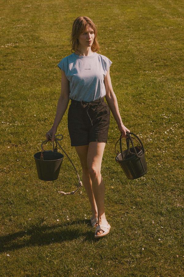 Zusss T-shirt Met Plooidetail Middengrijs