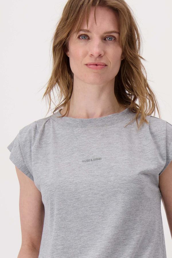 zusss t-shirt met plooidetail middengrijs