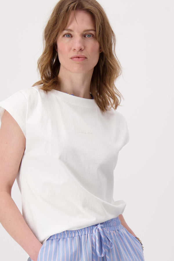 zusss t-shirt met plooidetail off white