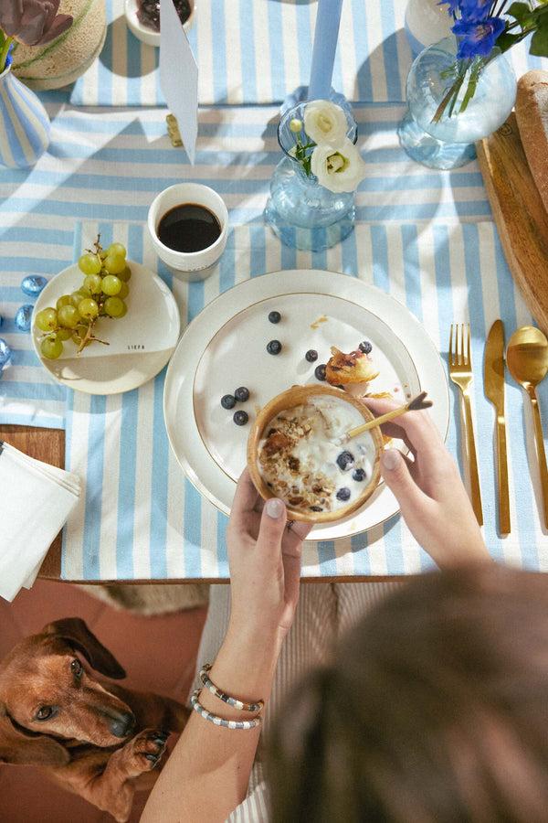 Zusss Tafelloper 300x50cm Blauw / Wit