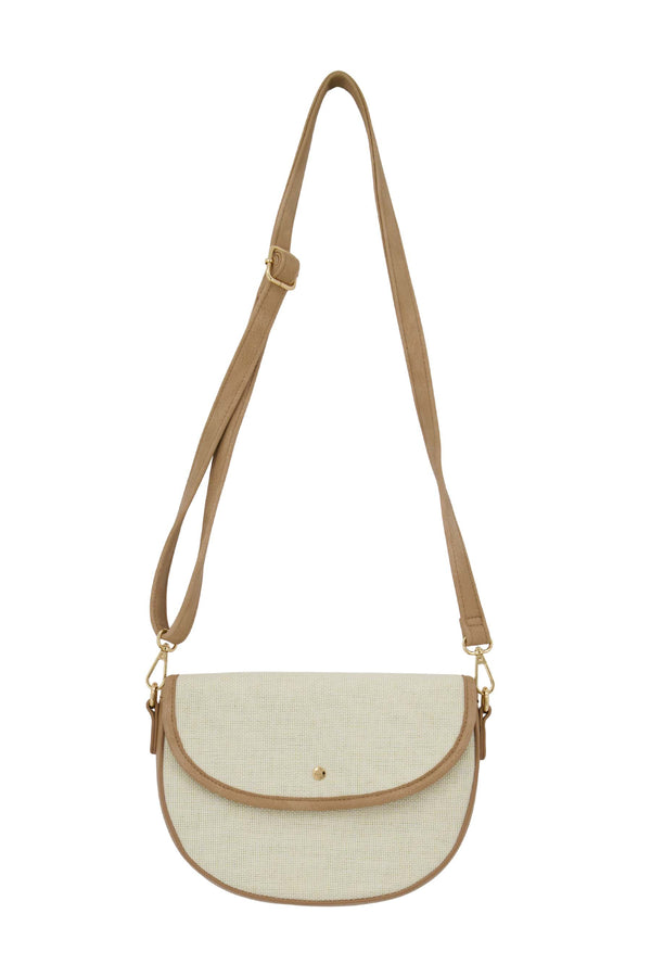 zusss tas halvemaan in structuur stof off white