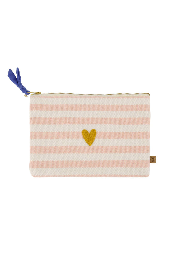 zusss toilettas hartje streep roze / ecru