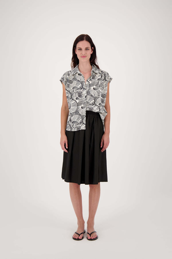 Zusss Top Met Grafische Print Off White / Zwart