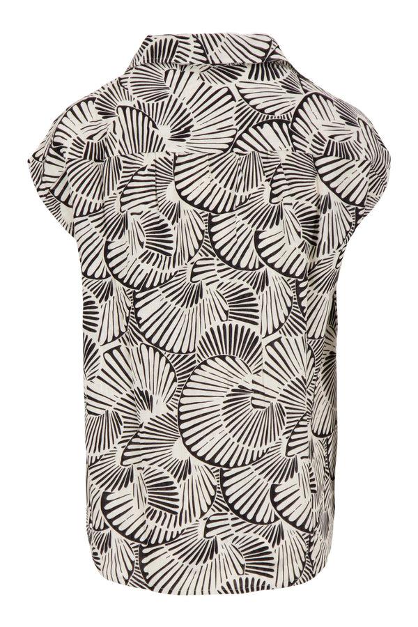 Zusss Top Met Grafische Print Off White / Zwart