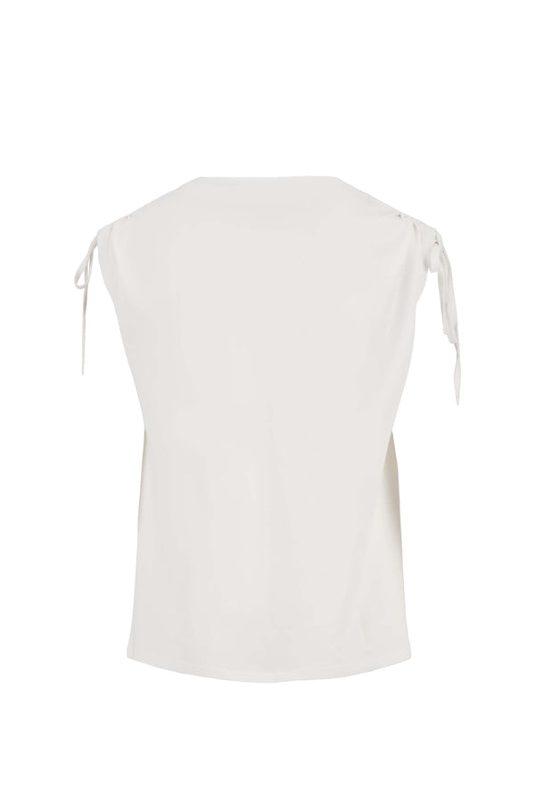 Zusss Top Met Schouder Detail Strik Wit